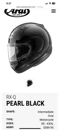 Like New Arai RX-Q Motorcycle Helmet (men’s large, black) 1