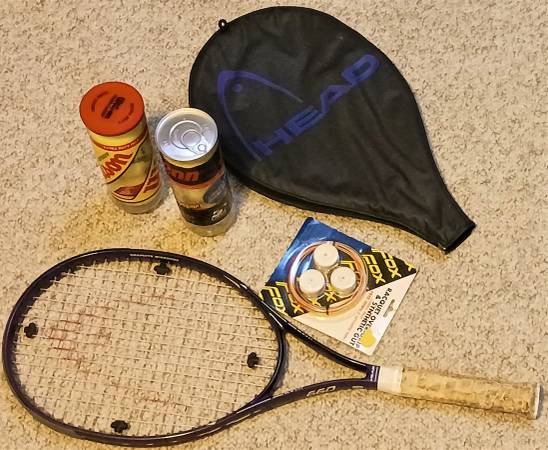 Head Tennis Racket 660 Graphite Widebody with New Wraps Sting & Balls 1