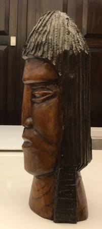 MCM HAND- CARVED WOOD HEAD FROM ONE SOLID PIECE OF WOOD 1