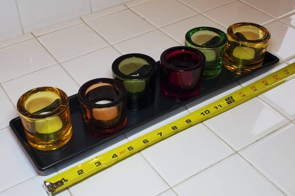 6 IKEA Heavy Colored Glass Tea Light Votive Candle Holder set 1