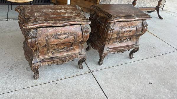 2 solid wood stands 1