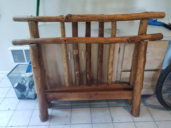 Homemade Log Bed Frame – Twin Size (Head & Foot Boards Only) 1