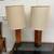MCM Monumental Rectangular Walnut and Metal Table Lamp Set 4 thumbnail
