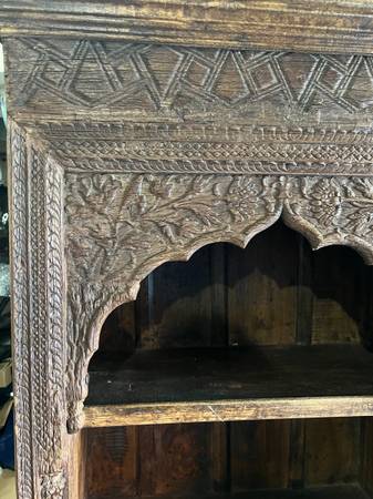 Vintage architectural salvage Indian bookcase bookcase  Dark wood 1