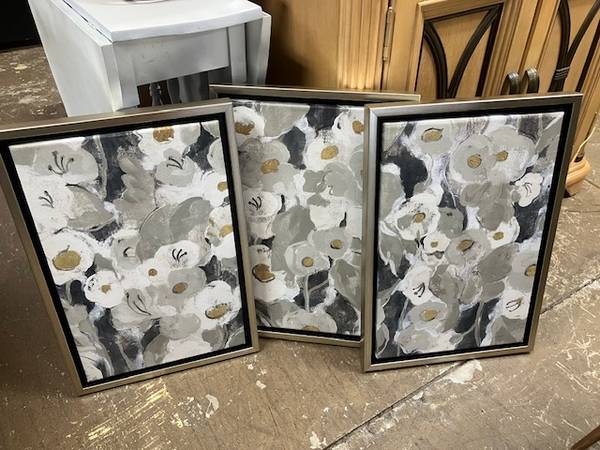 Set of 3 Floral Modern Artwork 65734 1