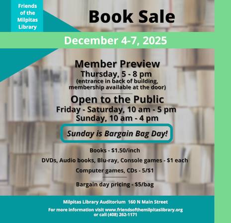 Milpitas Library 4-day Winter Book Sale 1