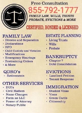 DIVORCE, CHILD CUSTODY, EVICTION, PROBATE, IMMIGRATION, CIVIL, & MORE 1