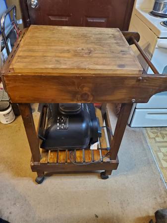 Butcher block cutting board table cart 1