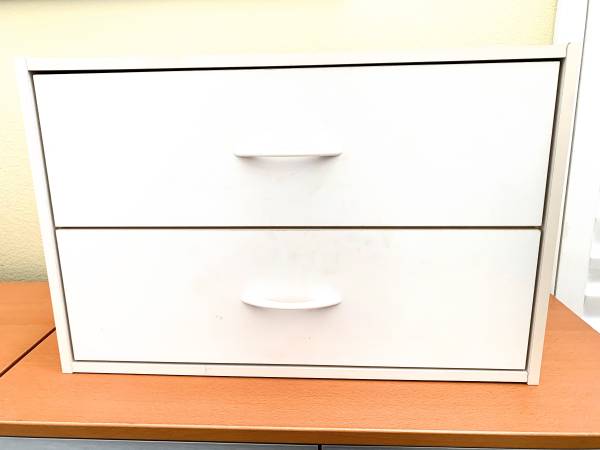 White Laminate 2 Drawer Shelf Stackable Organizer Toys Books Storage 1