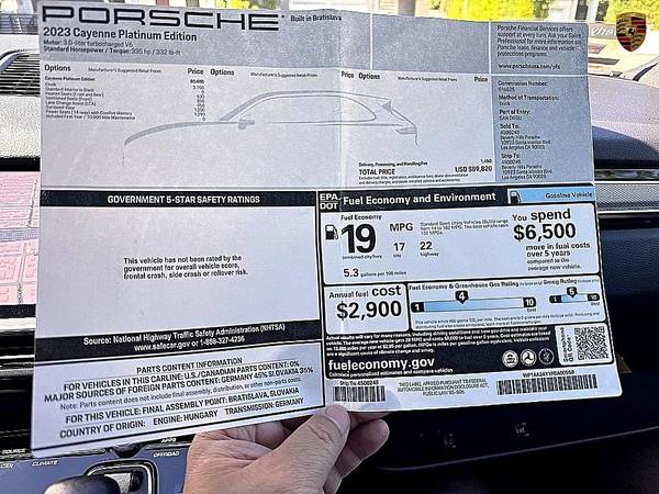 2023 Porsche Cayenne Platinum Edition - $72700,00 (los gatos)63483166189571121