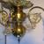 Antique Ornate Brass 3 Arm Semi Flushmount Fixture W/Shades 7 thumbnail
