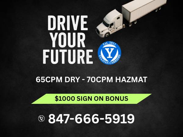 SIGN ON BONUS - CDL A | $0.65 - $0.70 CPM | Steady Miles! 1