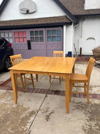Solid Wood Expandable Counter-height Table with Three Chairs 1