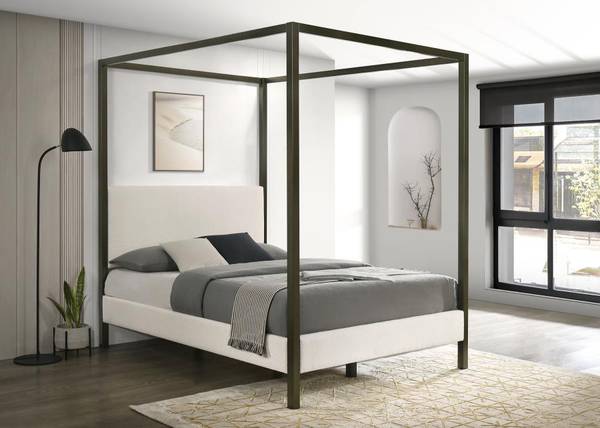 New Modern Queen Canopy Bed in Bronze Powder Coated Finish! 1