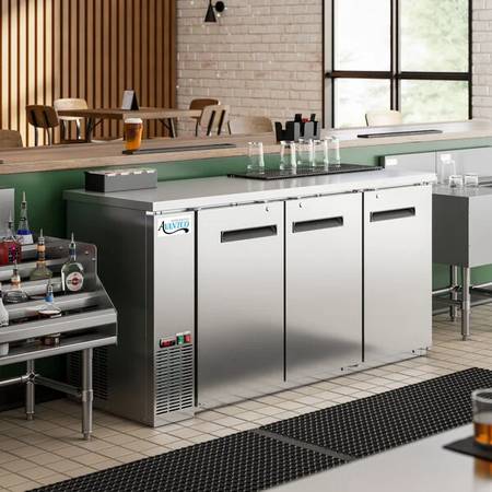 Avantco - 73" Stainless Steel Counter Height Narrow Solid Door Back Ba 1