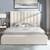 Queen beige upholstered platform bed with storage footboard - New 1 thumbnail