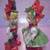 🎁i💗* Oh Me MINTY Vtg Christmas Girl & Boy Couple RED Bows Set 4 thumbnail