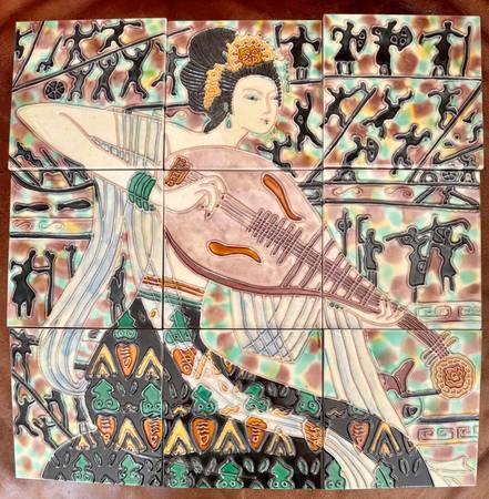 **Handmade Vintage Chinese Tang San Cai Ceramic Art Tiles 1