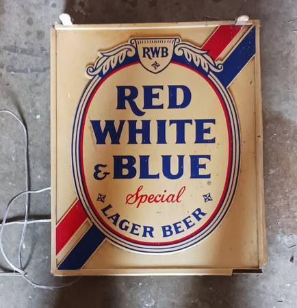 Vintage Pabst Red White & Blue Beer Lighted Sign 1