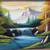 Signed Mid Century Waterfall Mountain Landscape Painting on Velvet 3 thumbnail