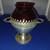 Antique Art Deco Ruby Red Glass and Silver Plate Footed Rose Bowl 1 thumbnail