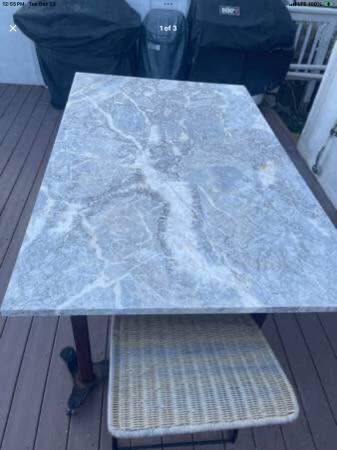 Marble table 4’x6” Double thick  with metal base not attached 1