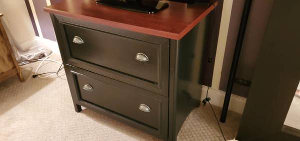 black filing cabinet OR dresser chest of drawers  with brown top 1