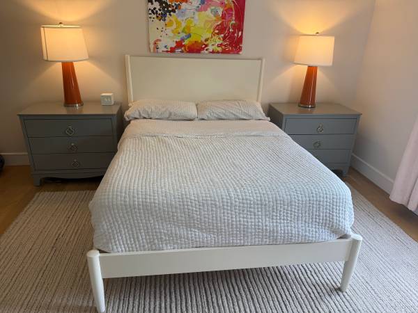 West Elm Full Mid-Century Platform Bed Frame & Mattress 1