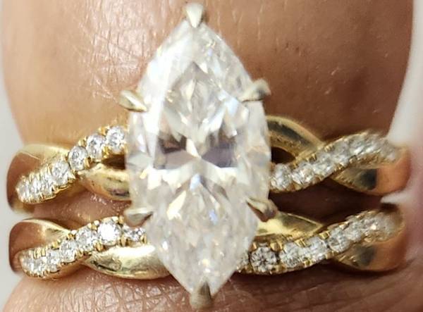 2 CT corte marquise Moissanita solitario banda trenzada Plata esterlina 925/Anillo de 10 K - $375 (Jacksonville)63471402730627124