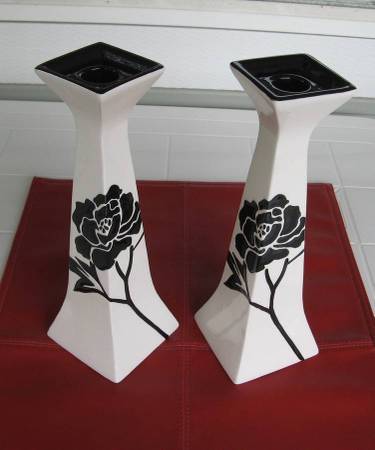 💎 Canfloyd "Home Details" Ceramic Candle Holders 💎 Brand New 1