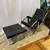Vintage Mid- Century Leather Metal Swing Rocking Chair with Ottoman 5 thumbnail