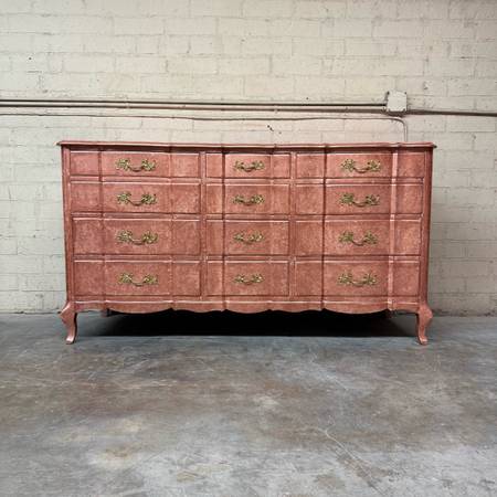Delivery is available vintage French Provincial 9-Drawer Dresser in Textured Ros 1