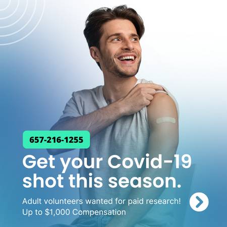 Seeking VOLUNTEERS 50-64 YRS OLD Up to $1,000 Covid Vaccine Study! 1