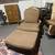 Ethan Allen Leather and Upholstered Chair and Ottoman 3 thumbnail
