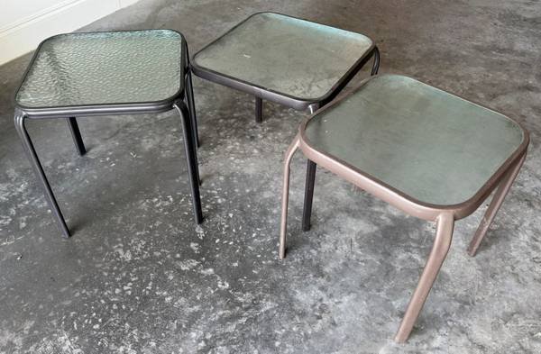 Glass top outdoor patio tables - set 3 1