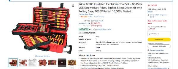 Wiha 32800 80-Piece Insulated Electrician Set - Barely Used - $1,088 1