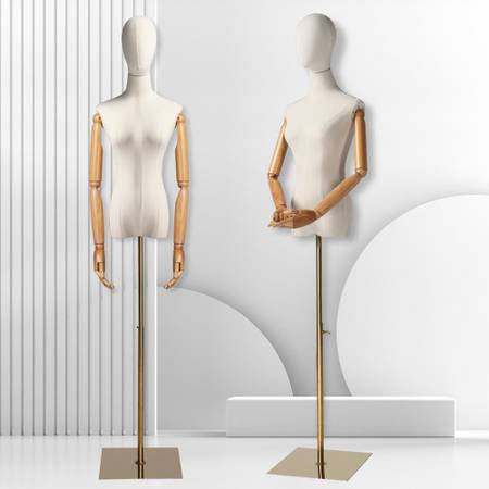Female Torso Mannequin with Posable Wood Arms 1