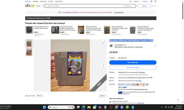 NES NINTENDO ENTERTAINMENT SYSTEM - RAMPGE - GAME VIDEO 1