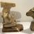 Vintage Bookend Set - Onyx Mayan Figurine -OR- Brass Ram Head Bookends 1 thumbnail