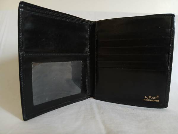 BOSCA Slim BiFold Black Full Grain Leather Wallet Preowned 1