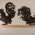 Vermay Vintage Cast Iron Metal fighting Roosters Plaque Wall Decor 2 thumbnail