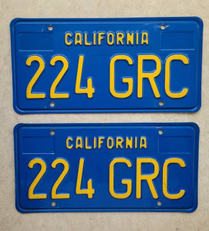 1970 to 1980 California License Plates DMV CLEAR 1971 gto 1972 chevy 1