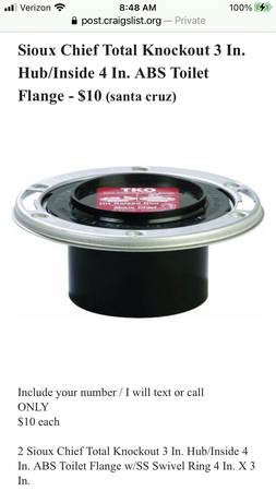 Sioux Chief Total Knockout 3 In. Hub/Inside 4 In. ABS Toilet Flange 1