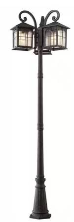 Brimfield 88.5 in. Aged Iron 3-Head, 3-Light Outdoor Post Lamp 1