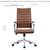 Modern Brown High Back Office Chair Ribbed PU Leather Swivel Conferenc 3 thumbnail