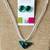 Green fused glass pendant necklace with earrings set 2 thumbnail