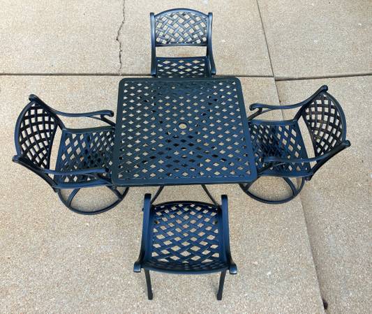 Patio Set Outdoor Furniture Gensun 4 Seat Heavy Cast Aluminum Dining Set 1