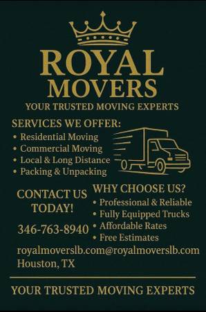 Royal movers moving service 346-763-8940 1