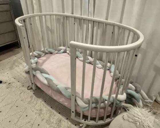 Solid Walnut Wood Stokke Sleepi Regular Crib Full Size, White 1