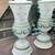 pair 2 antique frosted glass desk LAMPS table lamp hand painted 3 thumbnail